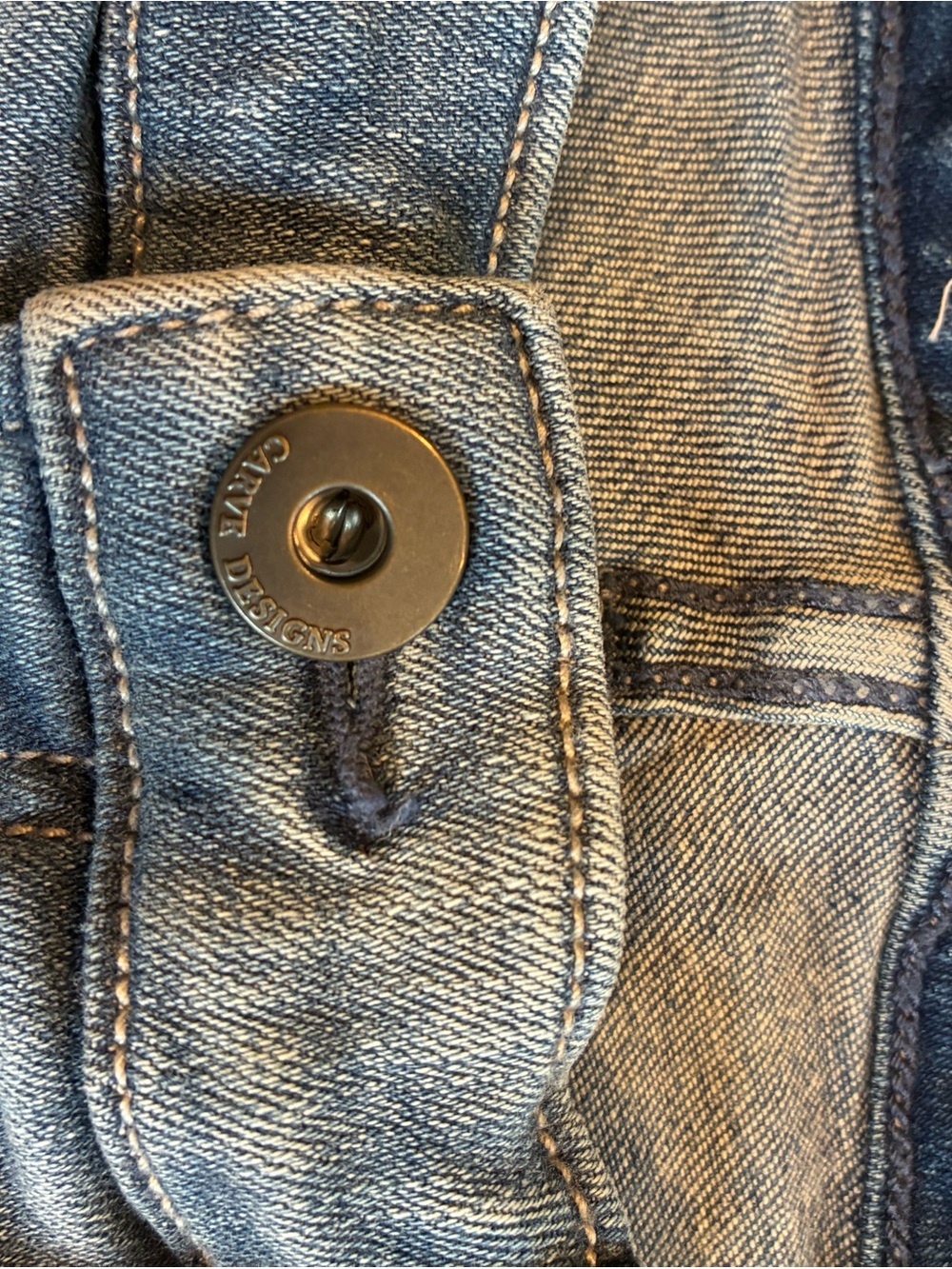 Carve Designs Washed Blue Cropped Denim Jeans with Branded Button